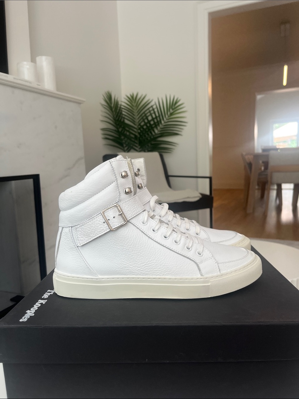 The Kooples - White High-Top Leather Sneakers - BNIB Made in Portugal - Size 9